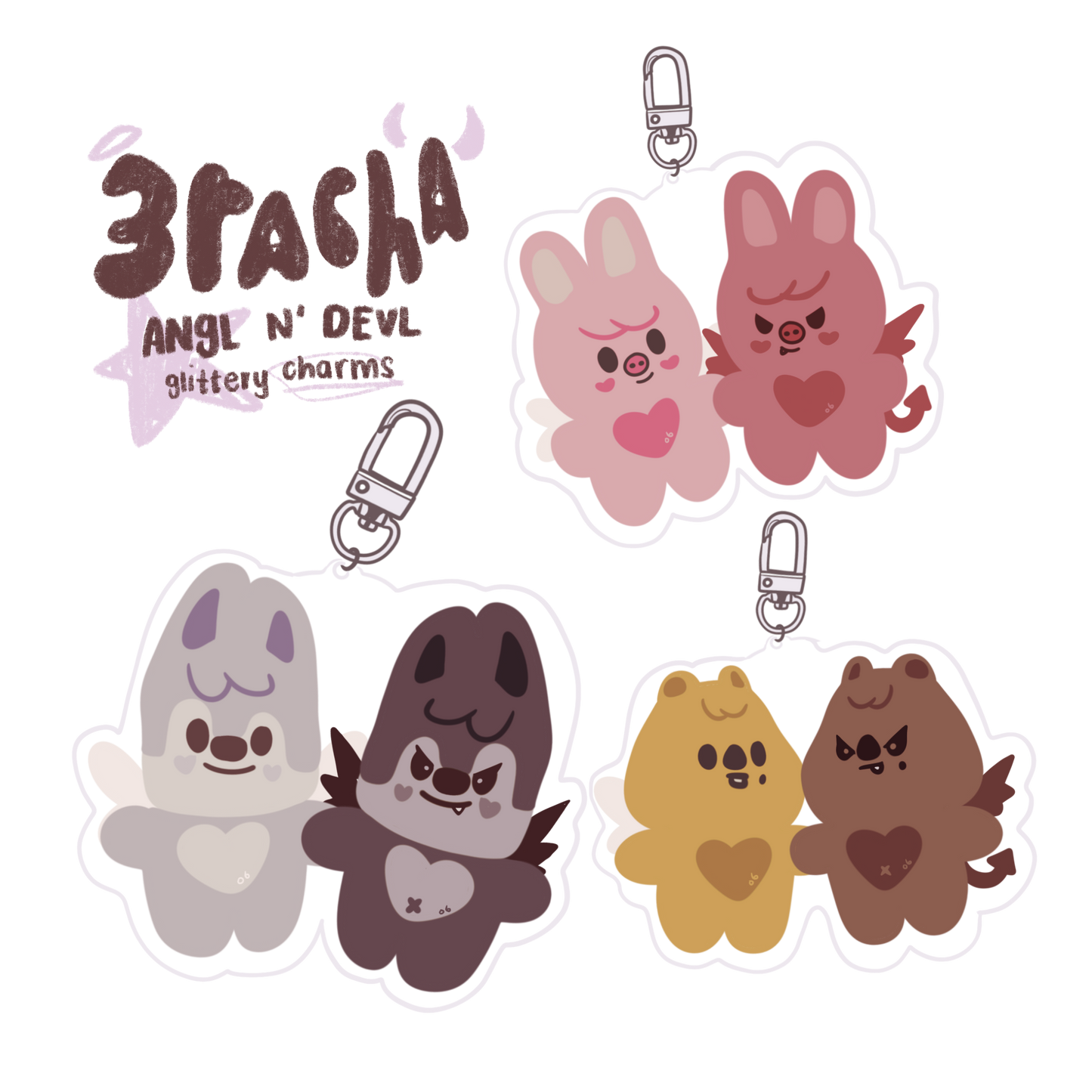 3RACHA angl & devl charms ✱ SET