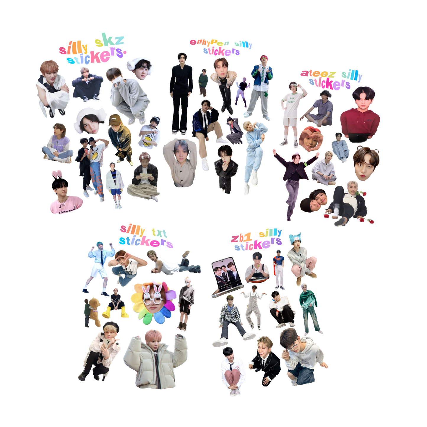 boygroup silly sticker sheets