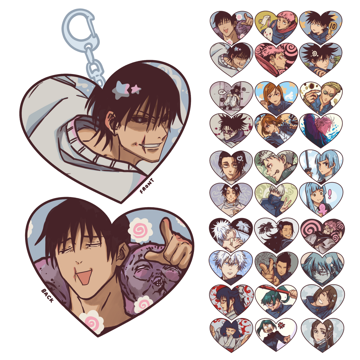 jujutsu heart charms ✱ double sided